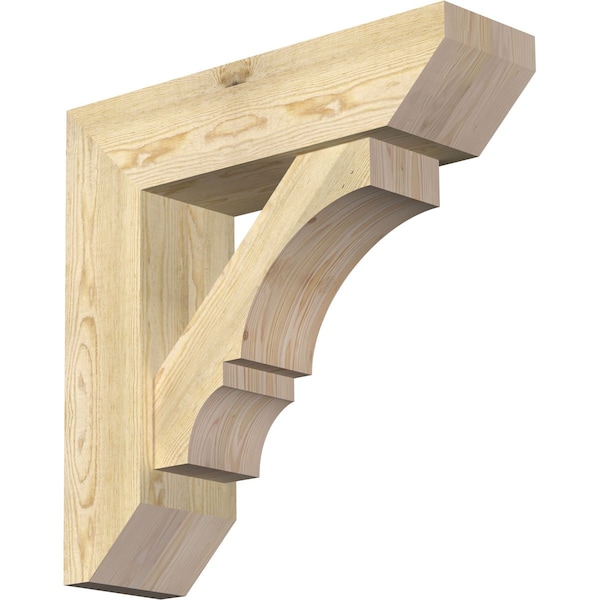 Ekena Millwork Balboa Slat Rough Sawn Bracket w/ Offset Brace, Douglas Fir, 8"W x 28"D x 28"H BKT0806X28X28BOA06RDF - main